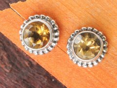 Cercei studs argint Citrin 9 mm